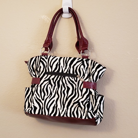 Zebra print with red flower purse bag - Picture 4 of 7